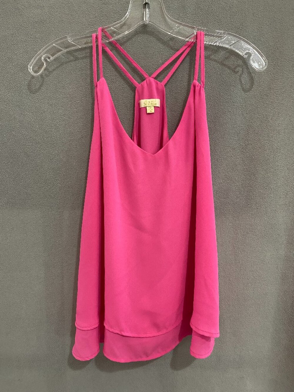 Dani Collection Hot Pink Strappy Racerback Tank Top Size Small Flowy Layer Blous